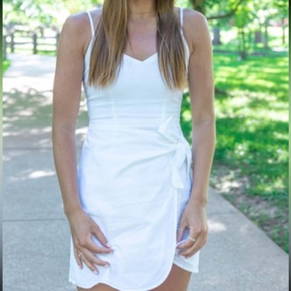 Abercrombie & Fitch White Mini Wrap Dress